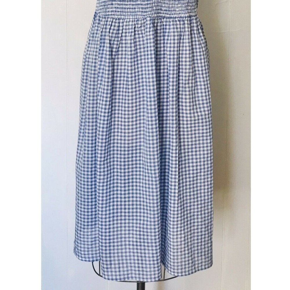 HOST PICK ❤️ H&M BLUE WHITE SMOCKED GINGHAM COTTON DRESS 18 NWT - Picture 10 of 13